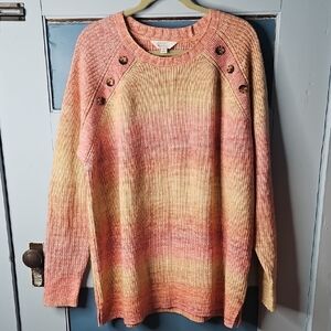 Market And Spruce Women's Pink and Yellow Knit Sweater 3X